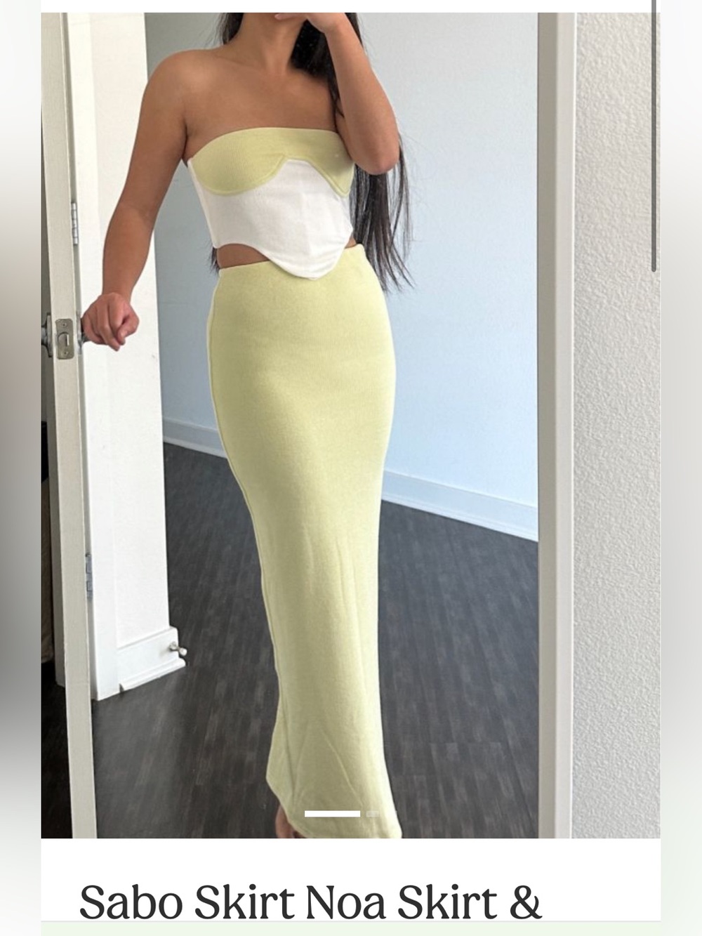 Sabo Skirt Light Green and Cream Knit Maxi Skirt